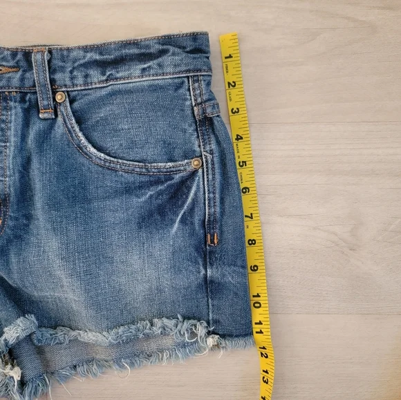 Free People Blue Distressed Jean Shorts - Picture 9 of 9